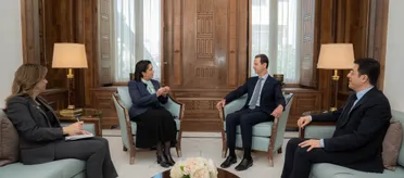 بشار الأسد في استقبال حنان بلخي المديرة الإقليمية لمنظمة الصحة العالمية لشرق البحر الأبيض المتوسط