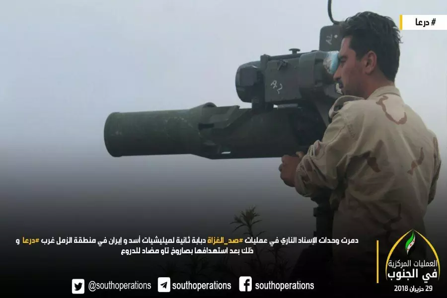 تدمير دبابتين ومقتل مجموعة لقوات الأسد على اطراف القاعدة غرب درعا صباحا