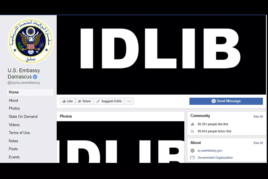 تضامنًا مع ادلب... صفحة السفارة الأمريكية على الفيس بوك تغيير صورة غلافها!!