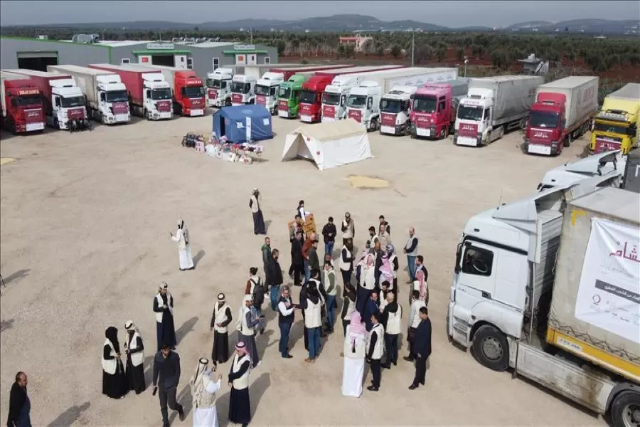 جمعية "قطر الخيرية" ترسل 50 شاحنة مساعدات إنسانية إلى سوريا