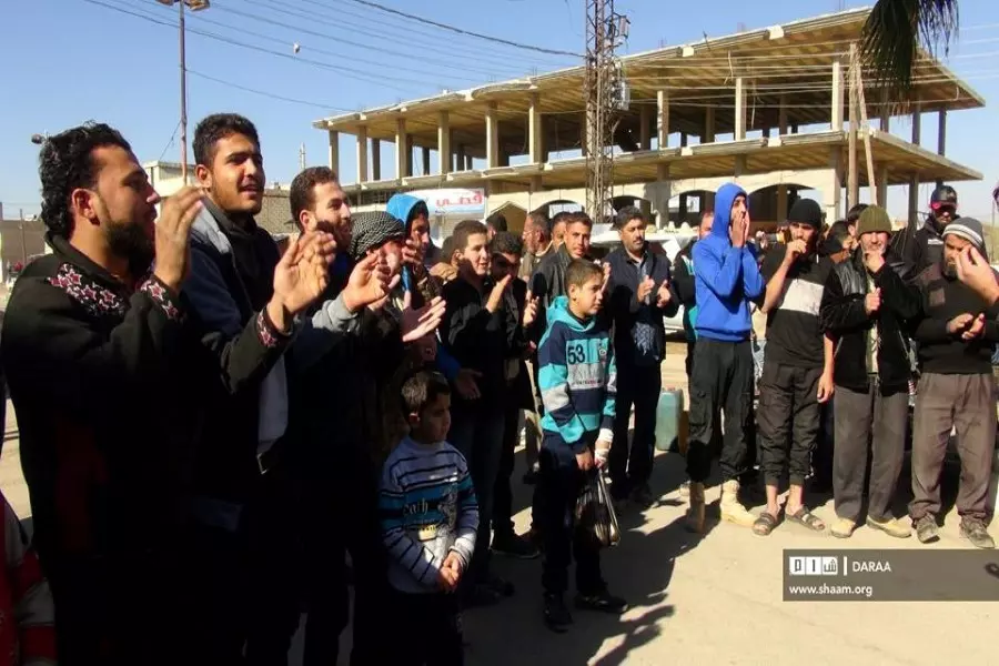 مظاهرات في نقاط عدة بدرعا وريفها تضامنا مع الغوطة الشرقية المحاصرة
