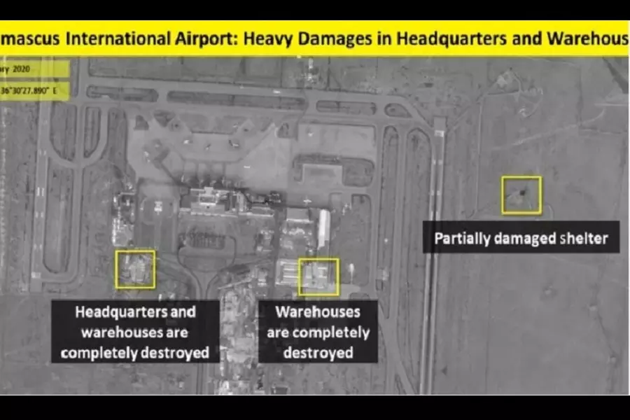 صورة جوية تكشف حجم الأضرار بمواقع الحرس الثوري قرب مطار دمشق الدولي