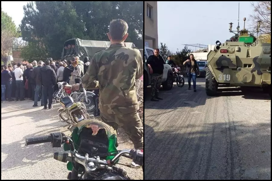 مدرعات روسيّة توزع عبوات "زيت ومعكرونة" قرب القرداحة