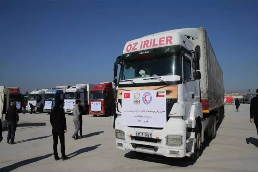 هيئة الإغاثة التركية والهلال الأحمر الكويتي يرسل قافلة إلى إدلب