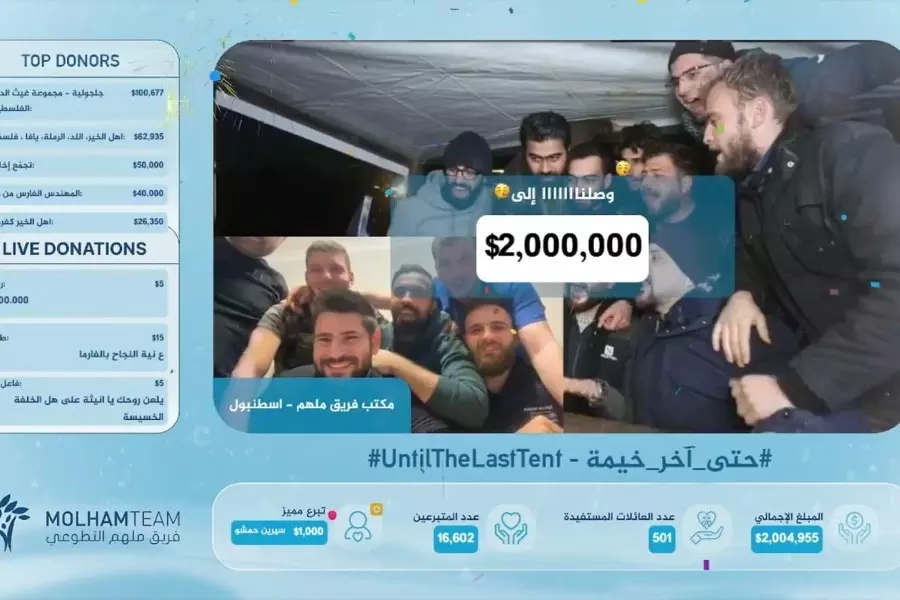 "حتى آخر خيمة"... "ملهم التطوعي" ينجح بجمع مليوني دولار لإيواء 500 عائلة مهجرة