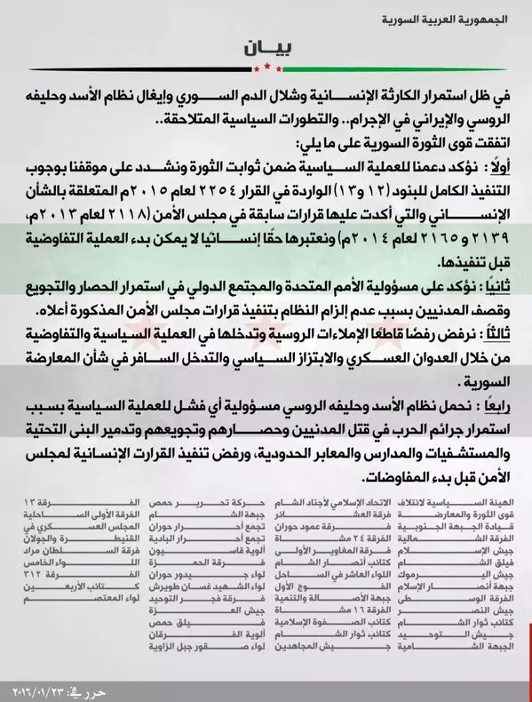 ٤٧ فصيلاً: لن نشارك في أي مفاوضات قبل وقف استهداف المدنيين والأمم المتحدة تتحمل المسؤولية