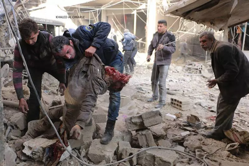 مجزرة جديدة يرتكبها العدو الروسي في "حمورية" عشرات الشهداء و الجرحى