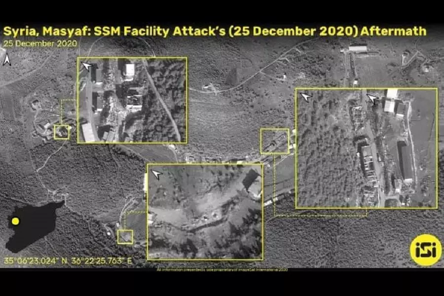 صور جوية تكشف طبيعة المواقع التي استهدفتها "إٍسرائيل" قرب مصياف