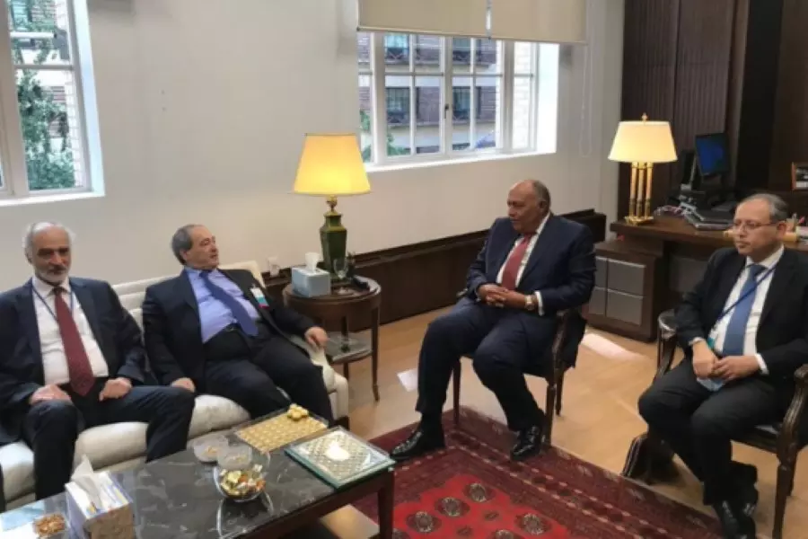 لقاء يجمع المقداد بوزير الخارجية المصري هو الأول منذ طرد سوريا من الجامعة العربية