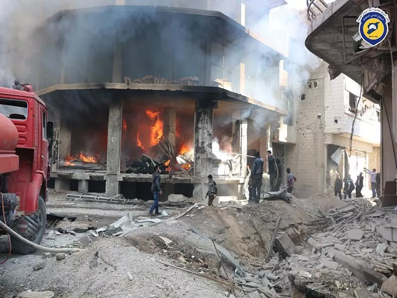 قصف جنوني "روسي – أسدي" يجتاح مدن و بلدات الغوطة مخلفاً عشرات الشهداء و الجرحى