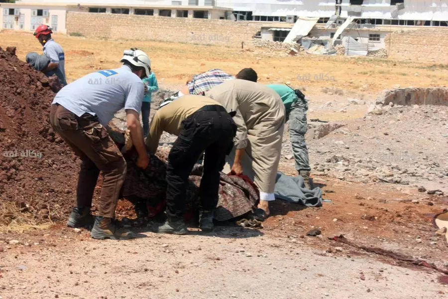 مجزرة مروعة جدا بقصف طيران (الأسد-روسيا) على بلدة حيان بحلب