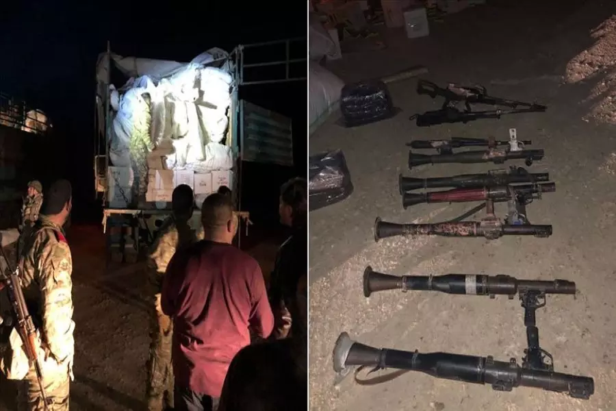 الجيش التركي يسيطر على أسلحة أثناء محاولة تهريبها إلى تل أبيض