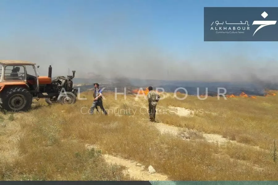 "ب ي د" تقصف محاصيل الفلاحين بمنطقة "نبع السلام" انتقاما منهم