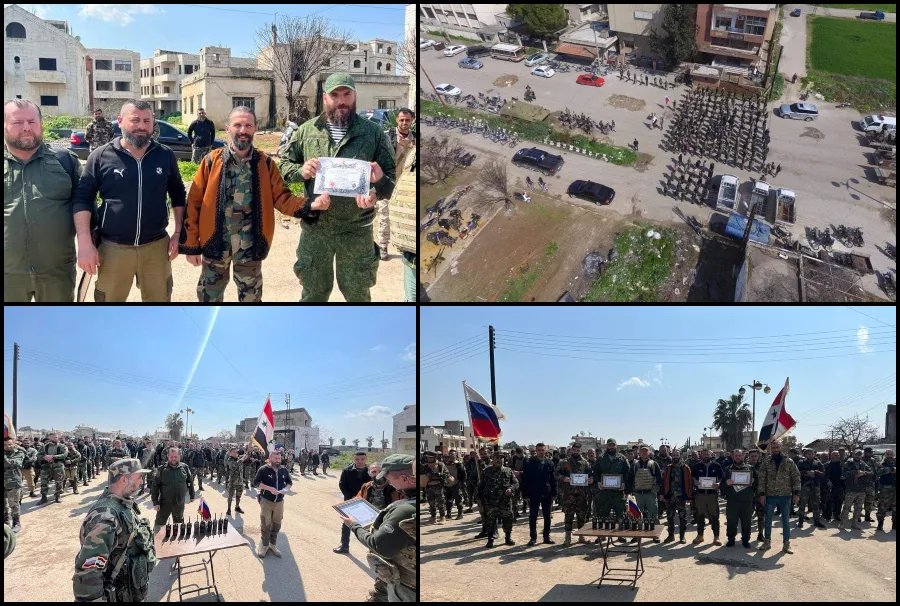 زعمت "نجاحهم بإعادة الأمن والاستقرار" .. روسيا "تكرم" عسكريين بميليشيا "الدفاع الوطني"