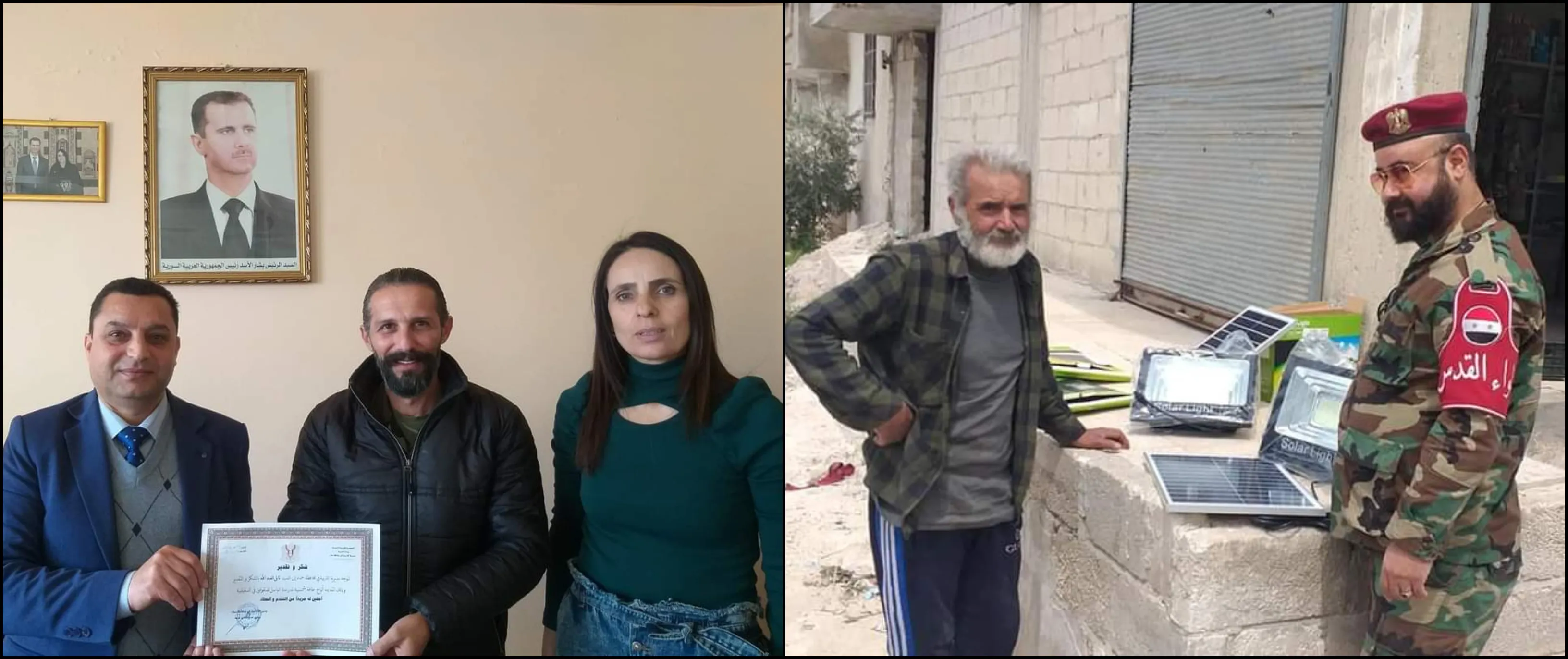 لـ"تقديمه ألواح شمسية" .. تربية النظام تُكرم متزعم ميليشيا وآخر يرعى مشروع بغطاء خدمي