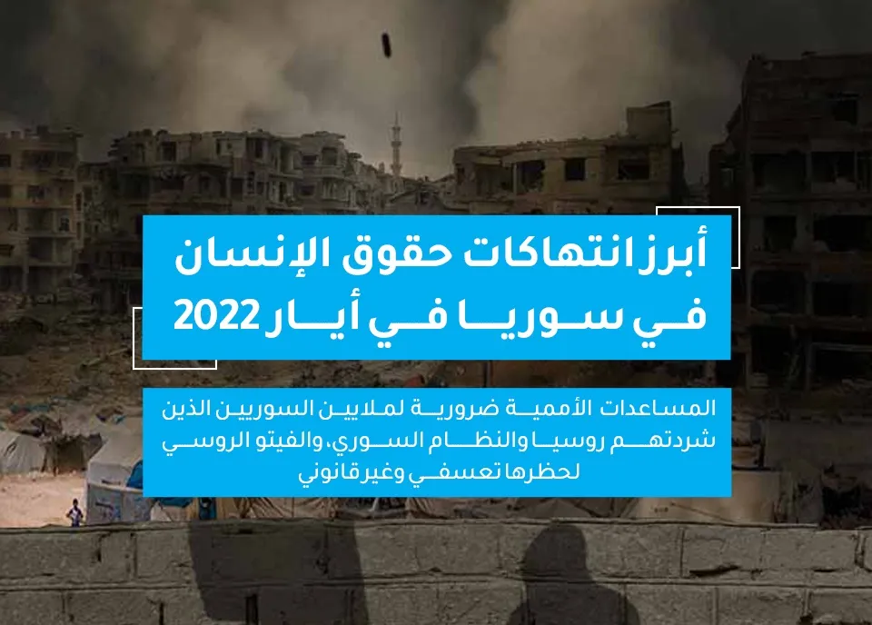 تقرير لـ "الشبكة السورية" يرصد أبرز انتهاكات حقوق الإنسان في سوريا في أيار 2022