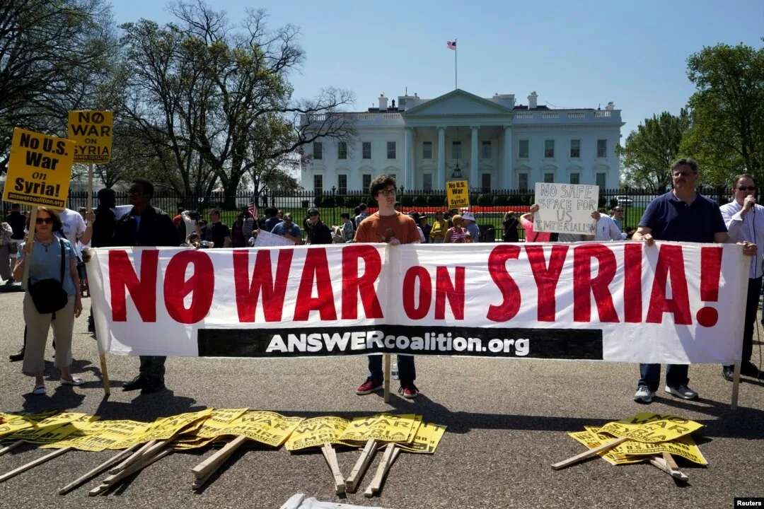 متظاهرون أمريكيون رافضون لتدخل بلادهم في الحرب السورية(أرشيفية)