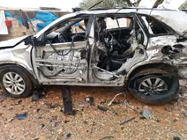 صورة سيارة تعرضت لقصف بريف إدلب
