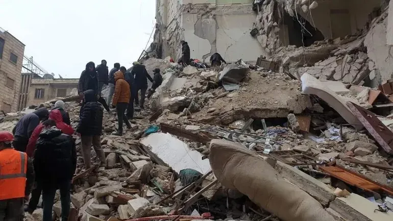 صورة من الدمار الناتج عن الزلزال المدمر شمال غربي سوريا