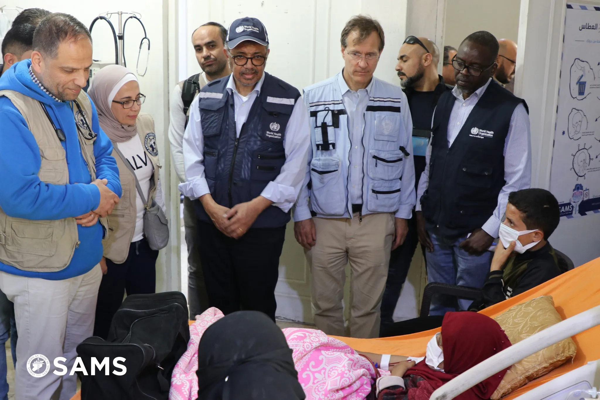جانب من زيارة مدير "الصحة العالمية" لمشفى باب الهوى