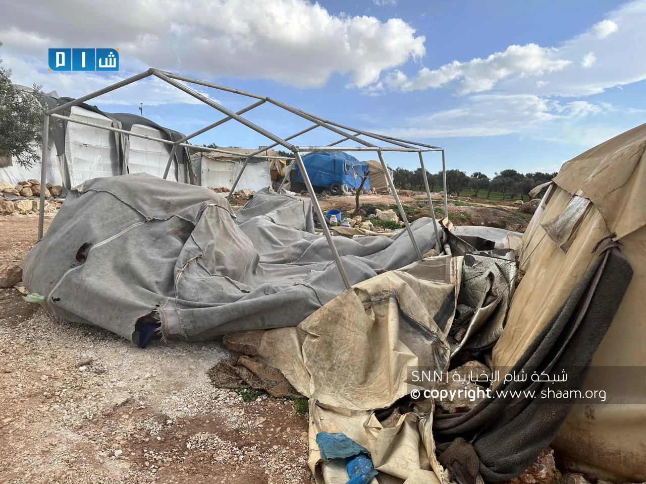 "الأمم المتحدة" توثق تضرر 500 خيمة بفعل العاصفة الهوائية شمال غرب سوريا