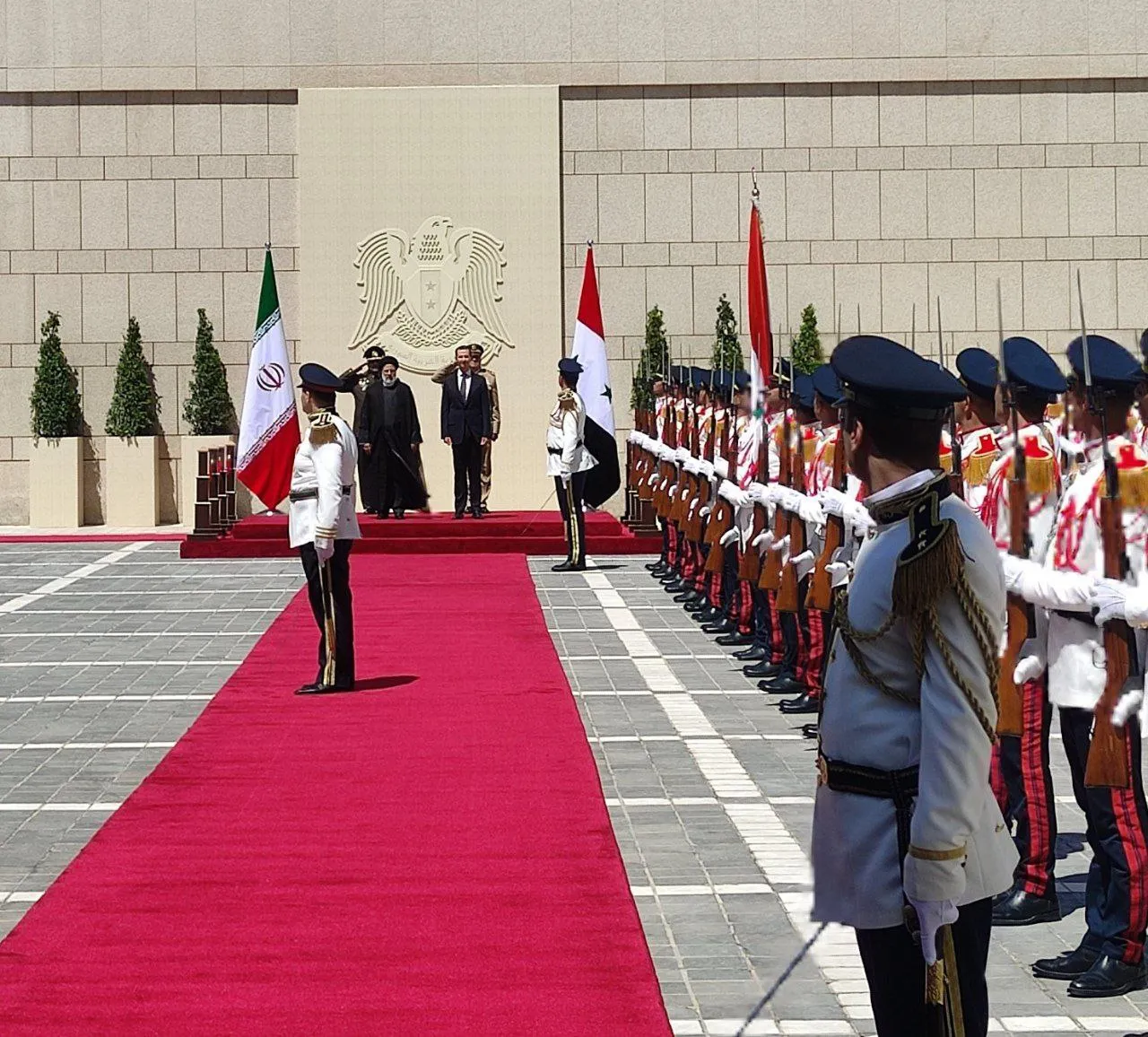 استقبال الرئيس الإيراني في قصر الشعب بدمشق