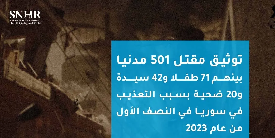 تقرير حقوقي يوثق مقـ ـتل 501 مدنياً في سوريا في النصف الأول من عام 2023