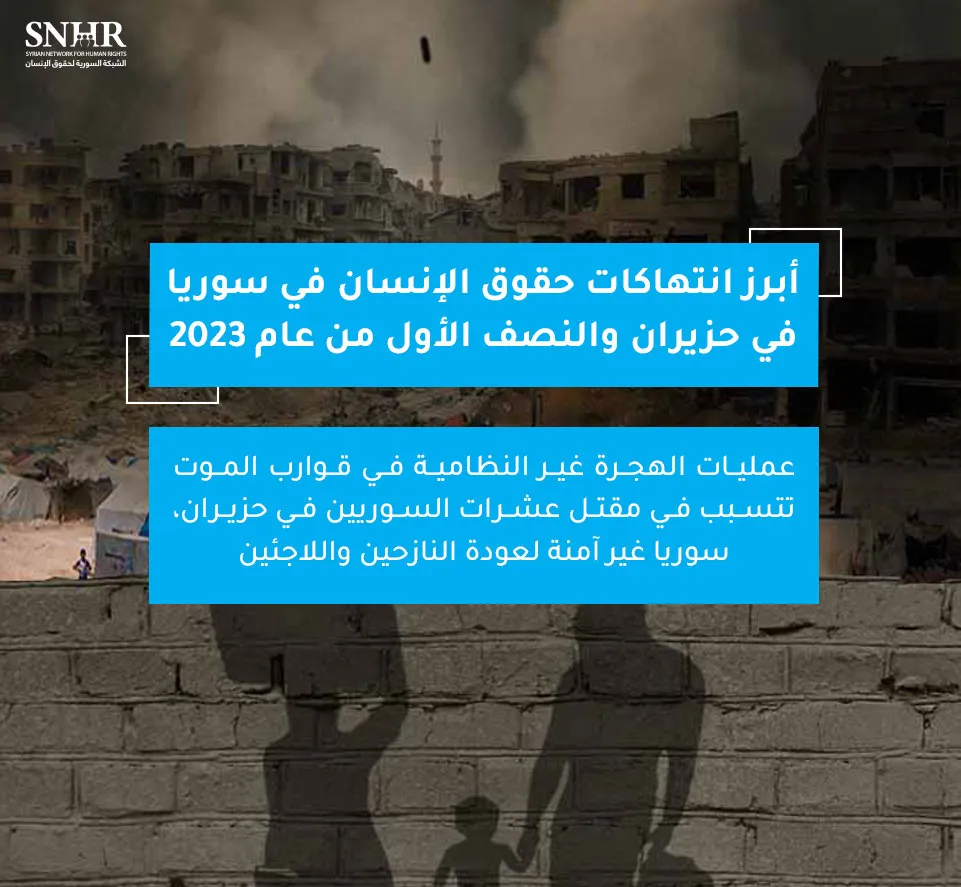 تقرير حقوقي يرصد أبرز انتهاكات حقوق الإنسان في سوريا في النصف الأول من عام 2023