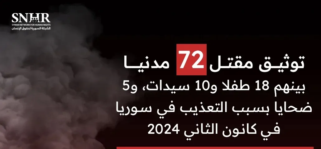 تقرير حقوقي يوثق مقـ ـتل 72 مدنياً في سوريا خلال كانون الثاني 2024