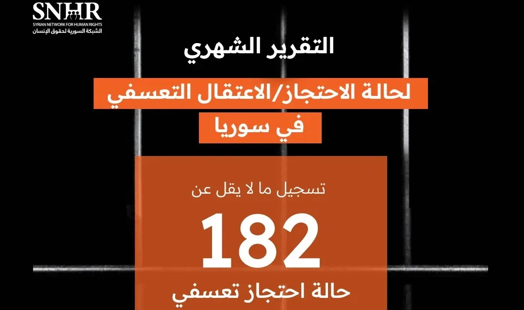 تقرير حقوقي يُوثق 182 حالة احتجاز تعسفي في كانون الثاني 2024 
