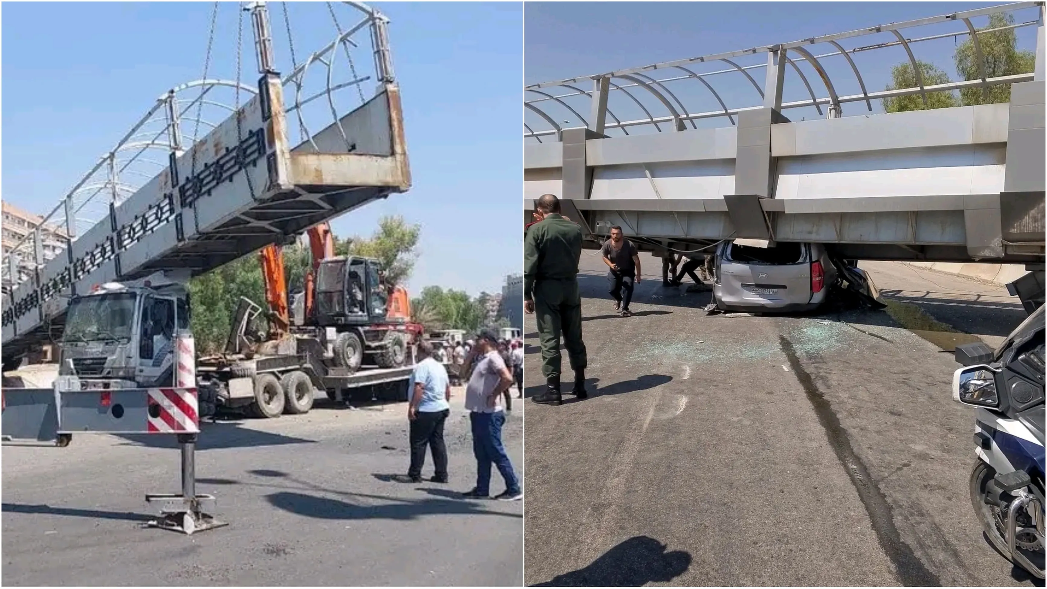 انتقادات وتبريرات.. النظام يزعم التحقيق بانهيار جسر بدمشق.. مسؤول: المتسبب سيغرّم بصيانته