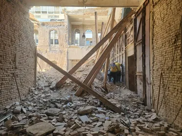 انهيار سقف في مبنى السرايا بدمشق وإصابة عمال أثناء الترميم