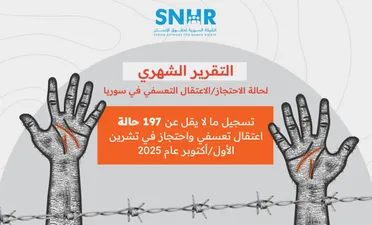تقرير حقوقي يسجل 197 حالة اعتقال تعسفي واحتجاز في تشرين الأول/أكتوبر عام 2025