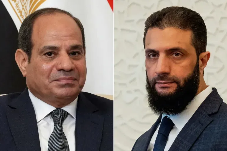 السيسي يهنئ الشرع بتوليه رئاسة سوريا