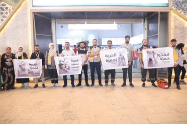 من داخل معرض دمشق الدولي دعوات للإفراج عن حمزة العمارين