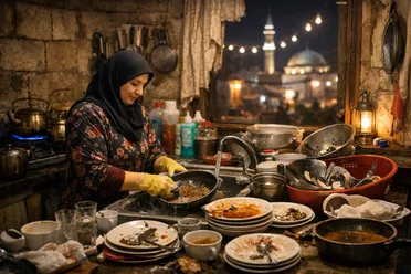 تنظيف المطبخ بعد الإفطار… عبء يومي يرافق النساء في رمضان
