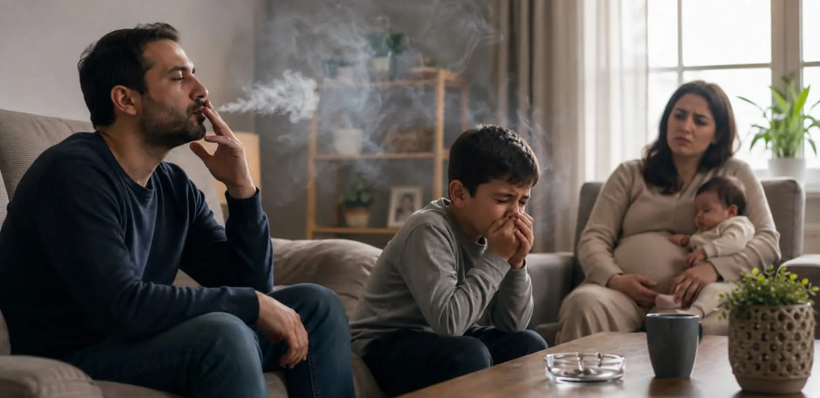 التدخين السلبي وأثره على صحة الطفل الجسدية والنفسية داخل المنزل
