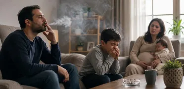 التدخين السلبي وأثره على صحة الطفل الجسدية والنفسية داخل المنزل