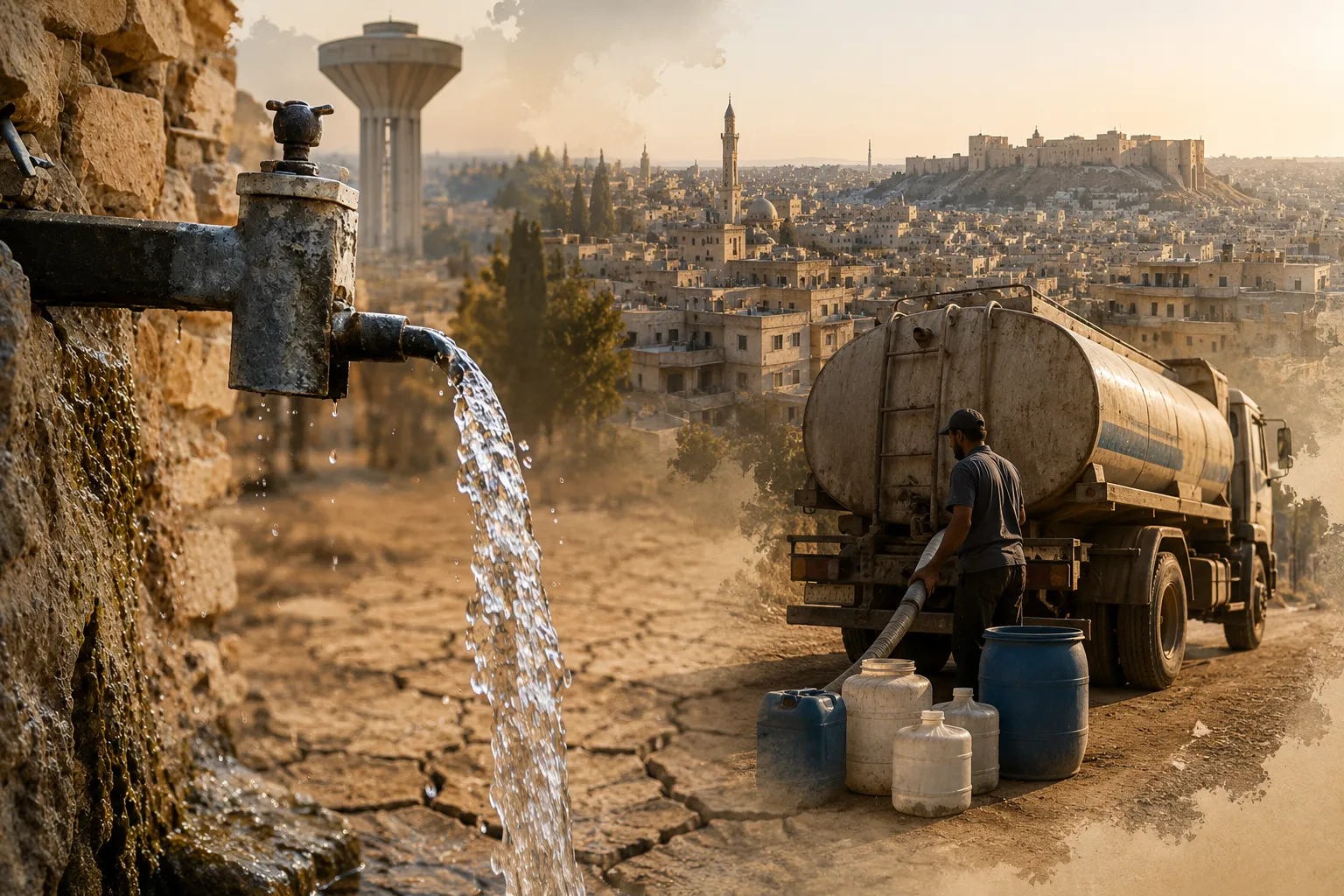 أزمة مياه خانقة في حلب مع اشتداد الصيف.. والبديل "صهاريج مكلفة"