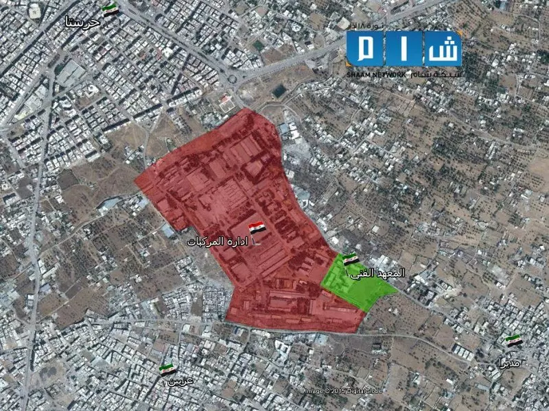 معركة قوية شمال شرق دمشق ... و الثوار يسيطرون على المعهد الفني لادارة المركبات