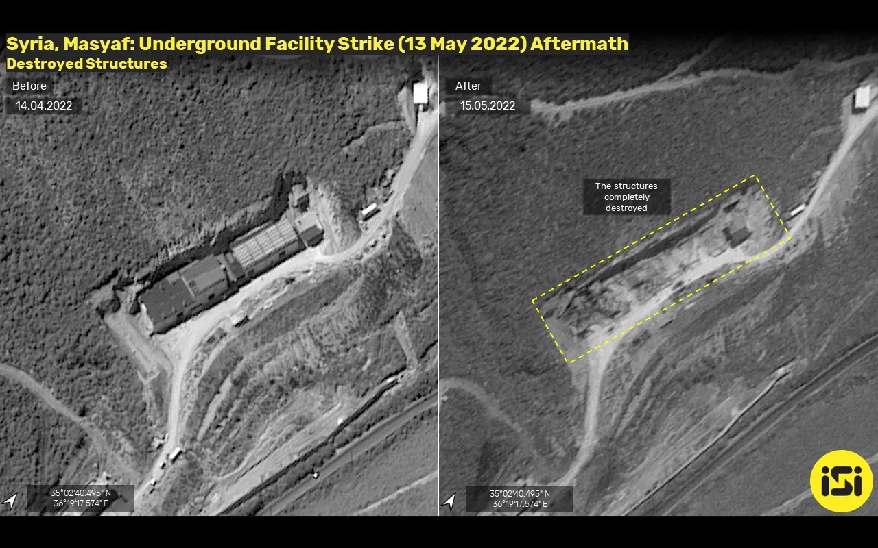 صور أقمار صناعية تكشف حجم الدمار بمواقع للنظام وإيران بعد ضربات إسرائيلية قرب مصياف
