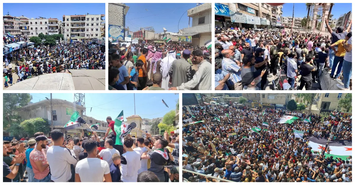 من رأس العين إلى إدلب ... مظاهرات شعبية عارمة رفضاَ لـ "التطبيع أو المصالحة"